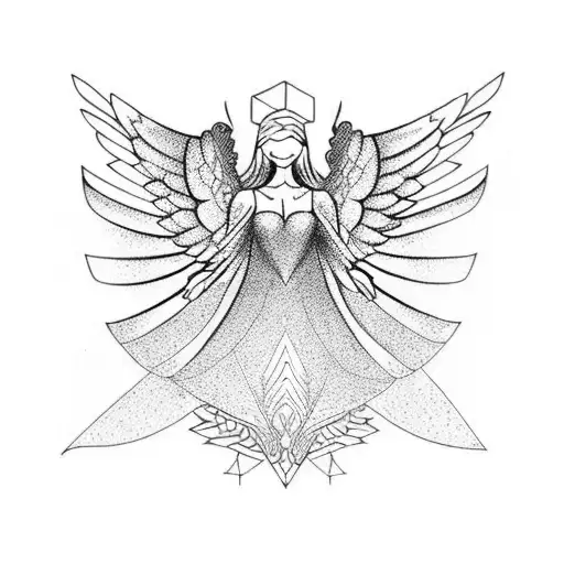 a silhouette of a angel with broken wings tattoo design idea