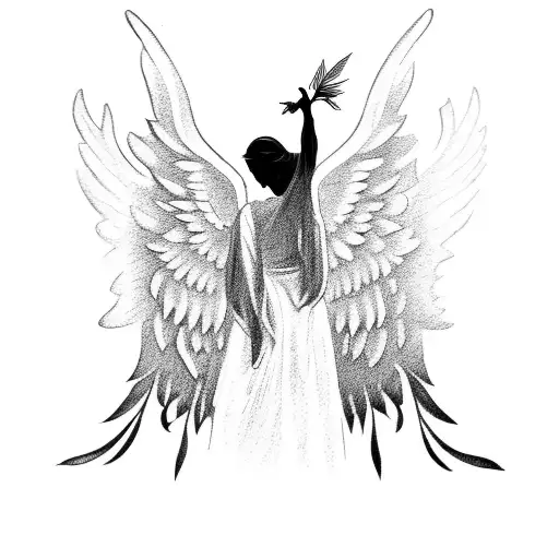 a silhouette of a angel with broken wings tattoo design idea