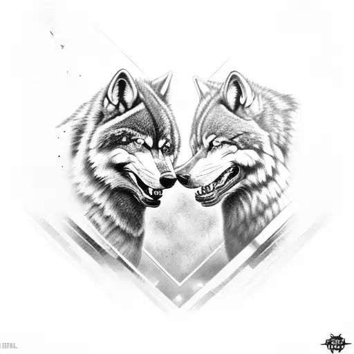 snarling Wolfs facing each other  tattoo design idea