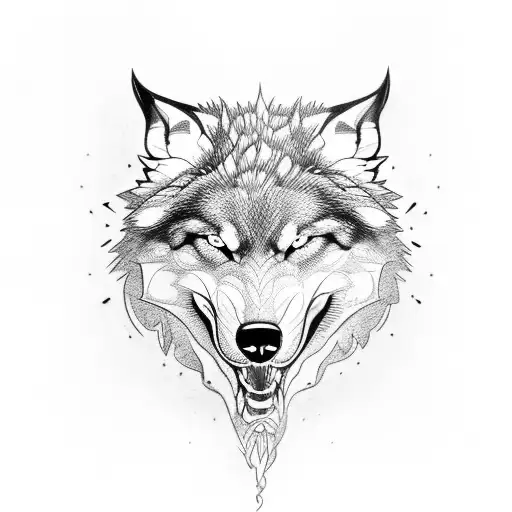snarling wolf tattoo drawing