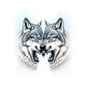 snarling Wolfs facing each other  tattoo design idea