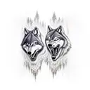 snarling Wolfs facing each other  tattoo design idea