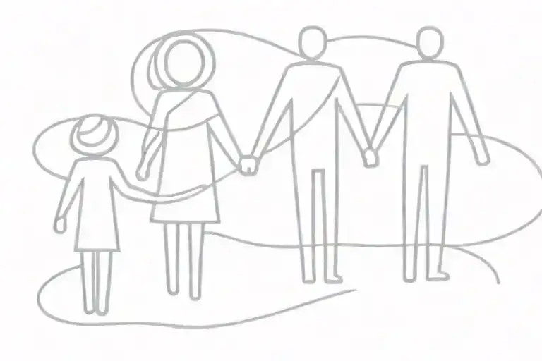 family of 4 holding hands silhouette mackintosh tattoo design idea
