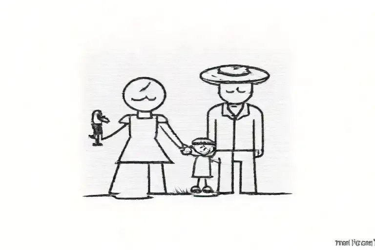 silhouette of a family with 2 teens with music  incorporated into the design tattoo design idea