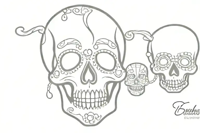 candy skull family   tattoo design idea