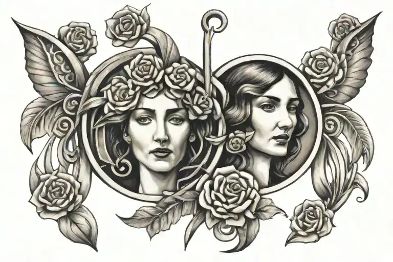 family of four Rennie mackintosh tattoo design idea