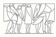 family of 4 holding hands silhouette mackintosh tattoo design idea