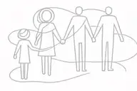 family of 4 holding hands silhouette mackintosh tattoo design idea