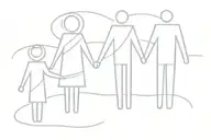 family of 4 holding hands silhouette mackintosh tattoo design idea