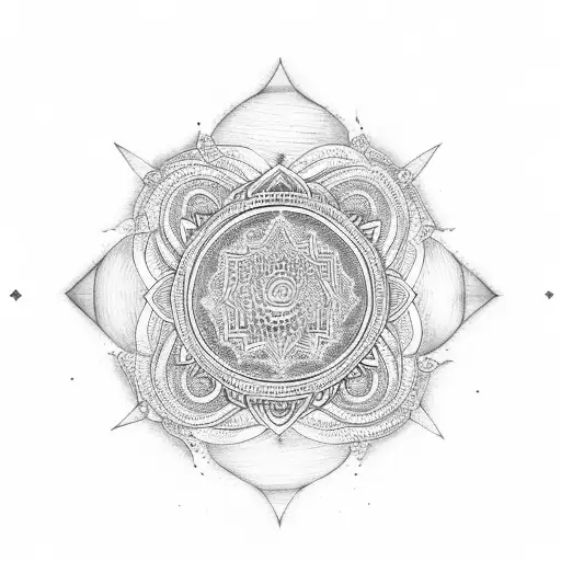 goddess dancing in front of  mandala  tattoo design idea