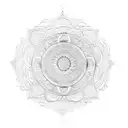 goddess dancing in front of  mandala  tattoo design idea