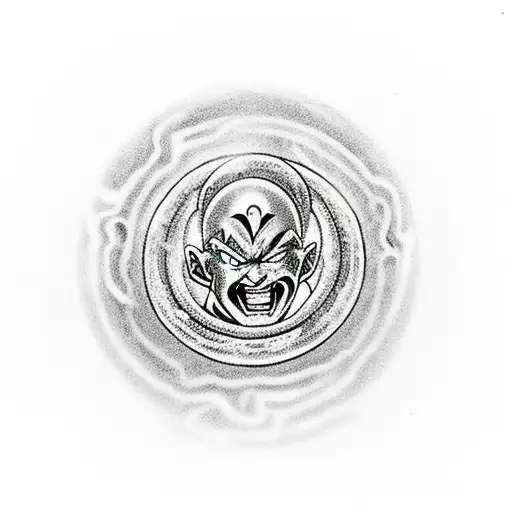 Frieza in his final form making an energy ball on his finger but this energy ball is the 4-star dragon ball tattoo design idea