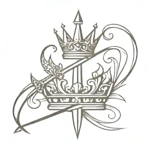 sword and crown tattoo design idea