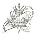 sword and crown tattoo design idea