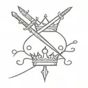 sword and crown tattoo design idea