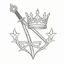 sword and crown tattoo design idea