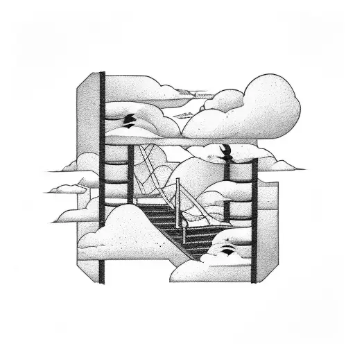 stairway to heaven, triple cross at the bottom tattoo design idea