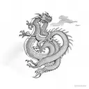 Dragon on tree tattoo design idea