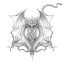 Dragon on tree tattoo design idea