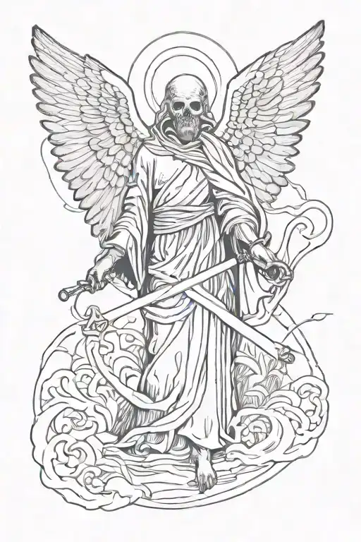 angel of death, seventh seal  tattoo design idea