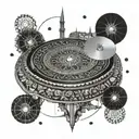 A turntable with intricate designs inspired by the Hagia Sophia in Istanbul tattoo design idea