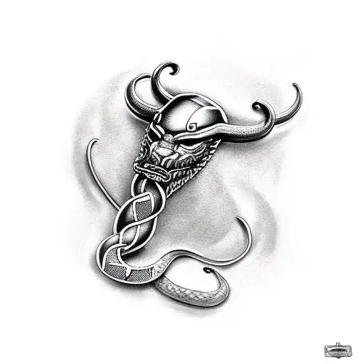 vikings with snake around the whole arm  tattoo design idea