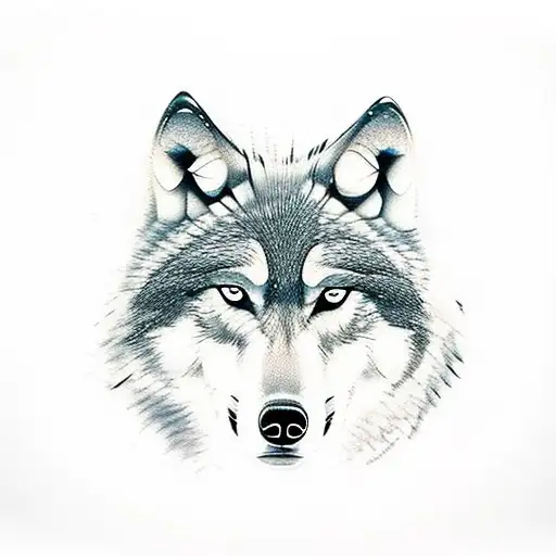 wolf and cub in forest tattoo design idea