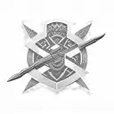 Ukrainian Trident, badass, black and white tattoo design idea