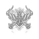 Ukrainian Trident, badass, black and white tattoo design idea