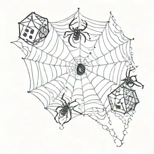 spider web with dice in it tattoo design idea