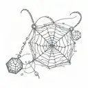 spider web dice money bag tattoo design idea