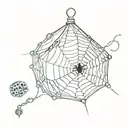 spider web dice money bag tattoo design idea