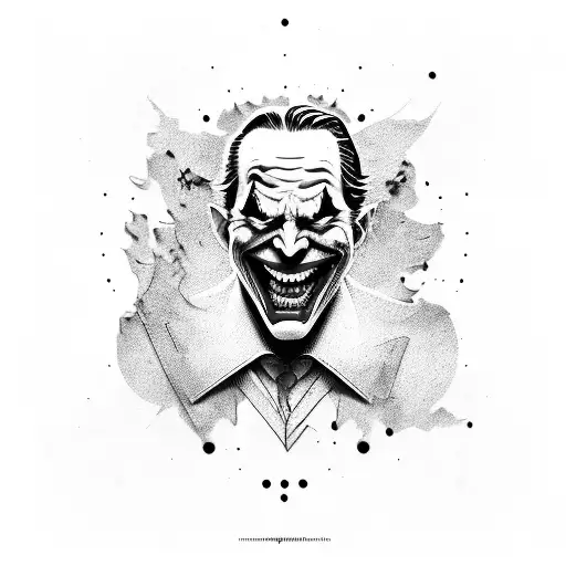 Joker grinning, outlines, evil tattoo design idea
