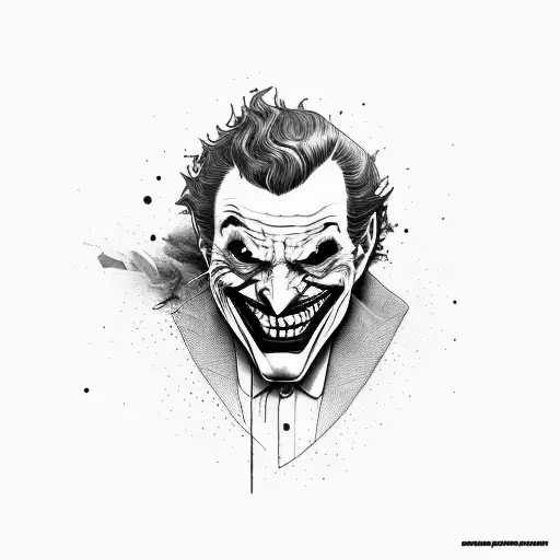 joker grin, evil, scott synder only outline tattoo design idea