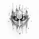 Joker grinning, outlines, evil tattoo design idea