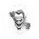 Joker grinning, outlines, evil tattoo design idea