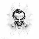 Joker grinning, outlines, evil tattoo design idea