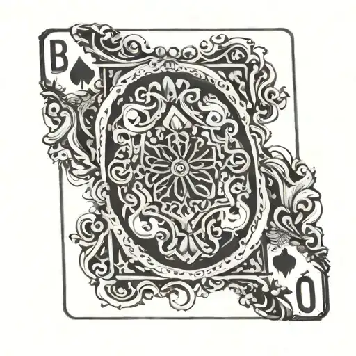 Incorporate a royal flush playing card hand into a bingo card design tattoo design idea