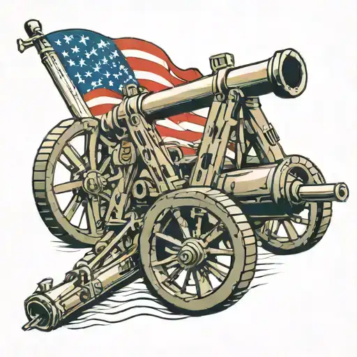 army howitzer cross cannons and us flag tattoo design idea