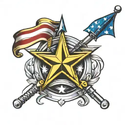 us army star, cross cannons, us flag tattoo design idea