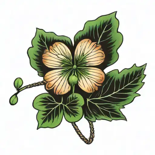 2 acorn with one leaf clover tattoo design idea