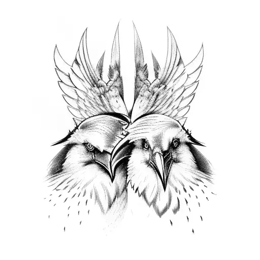two ravens of odin tattoo design idea