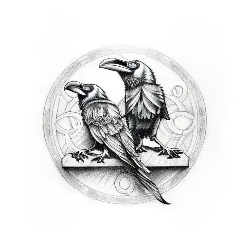 two ravens of odin tattoo design idea