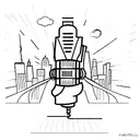 A minimalist tattoo of the New York skyline with a microphone intertwined, symbolizing your occupation as an entertainer in the city. tattoo design idea