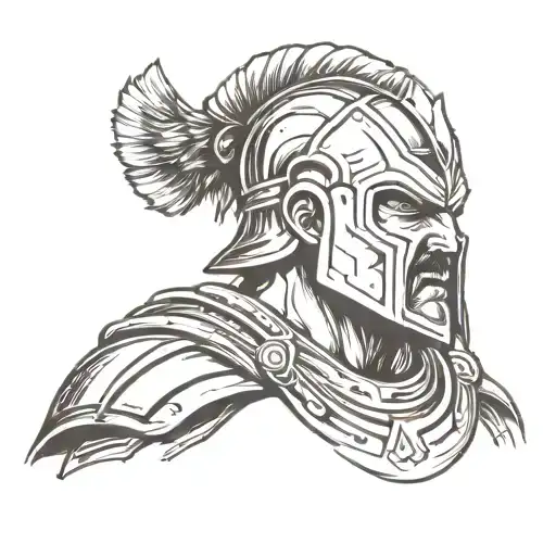 Gladiator head looking tough tattoo design idea