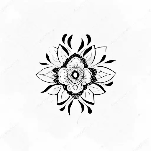 A minimalist tattoo of a vinyl record with floral patterns etched on it tattoo design idea