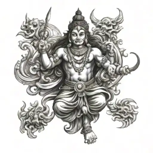 Am thinking of a tattoo design of charecters from Hindu scriptures,like lord Shiva,or hanuman,or Vishnu,or narasimha tattoo design idea