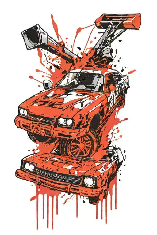 Rally tire track transforming Into a gravestone tattoo design idea