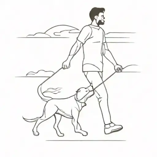 A man walking a dog tattoo design idea