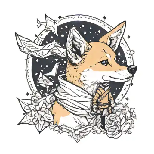 le petit prince with shiba inu tattoo design idea